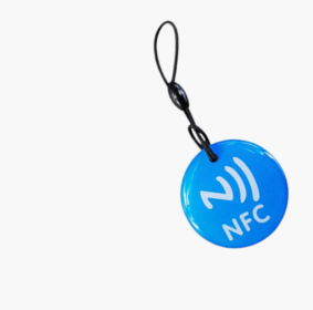 תג NFC 213 עגול בציפוי אפוקסי עם חוט